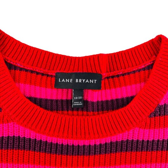Lane Bryant Red & Pink Striped Sweater 18/20 - Picture 2 of 6